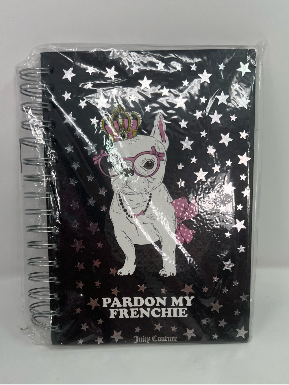 Juicy Couture Pardon My Frenchie Spiral Notebook Journal New Sealed Black Stars